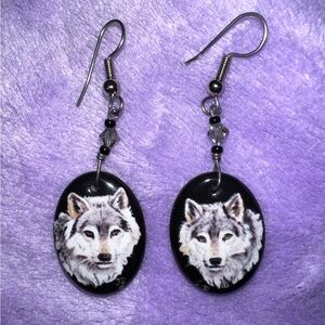 vintage wolf earrings
